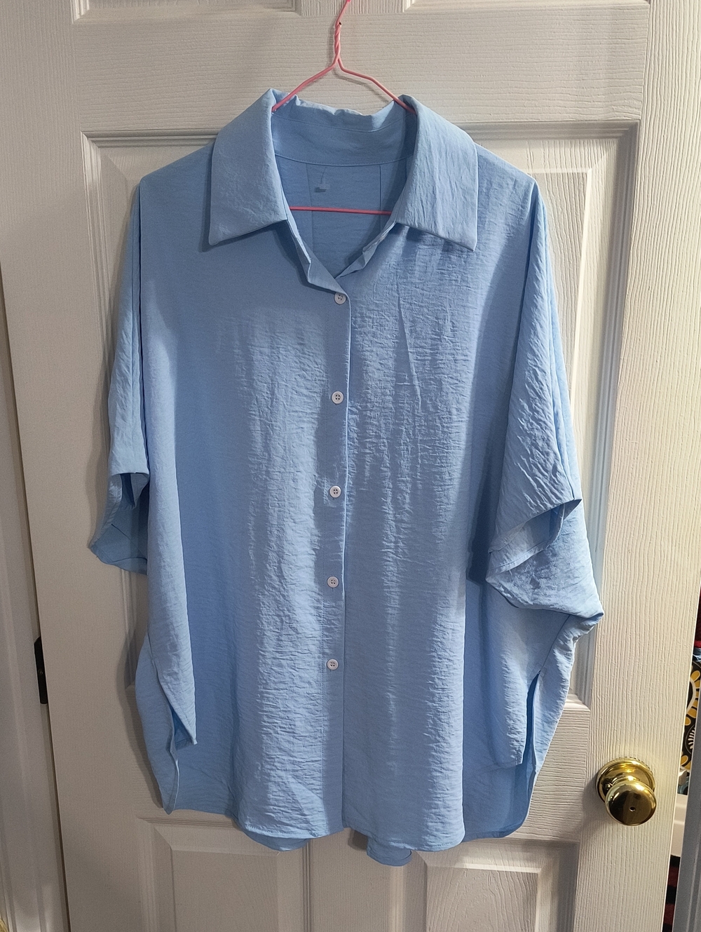 SHEIN Light Blue Casual Button-Down Top, Like New